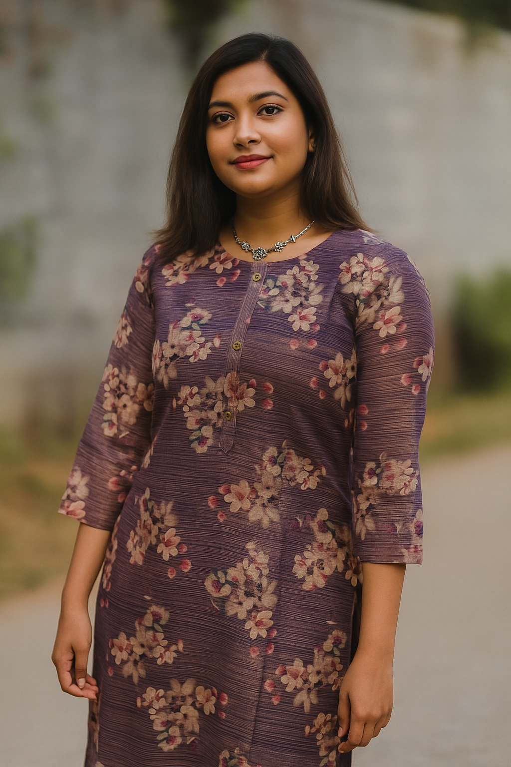 Elegant Plum Floral Printed Top